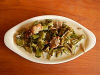 Ginataang dilis, anchovies with winged beans and pork stewed in coconut milk with spices (Philippines)