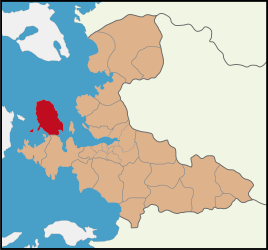 Map showing Karaburun District in İzmir Province
