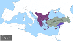 The Byzantine Empire in 1081 before the coronation of Alexios I