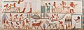 Image 9A tomb relief depicts workers plowing the fields, harvesting the crops, and threshing the grain under the direction of an overseer, painting in the tomb of Nakht. (from Ancient Egypt)