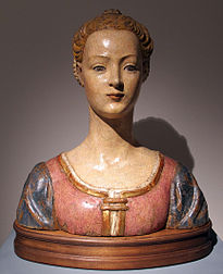 Portrait Bust of a Young Woman, painted wood