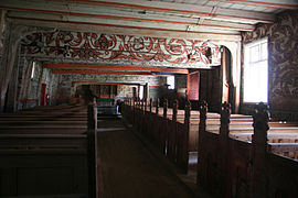 Old Årdal Church, tole painted interior