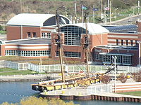 The Erie Maritime Museum, the Brig Niagara, and the Blasco Library.