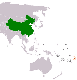 Map indicating locations of China and Samoa