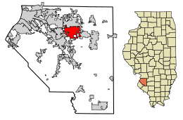 Location of Shiloh in St. Clair County, Illinois.