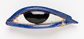 Eye; 1550–1069 BC; alabaster eye from a coffin; length: 50.8 mm; Auckland War Memorial Museum (Auckland, New Zealand)