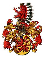 Stammwappen der Habsburger im Renaissancestil aus der Wappenrolle Österreich-Ungarns von Hugo Gerhard Ströhl, Wien 1890, Tafel II.