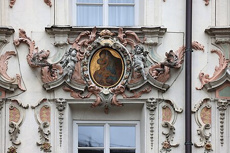 Rococo medallion of the Helbling House, Innsbruck, Austria, by Anton Gigl, beginning of the 18th century, finished in 1732