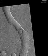 Hypanis Vallis, as seen by HiRISE. Scale bar is 500 meters long.