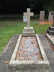 The grave of John Gretton, 1st Baron Gretton, in the graveyard of St Mary Magdalene's Church, Stapleford