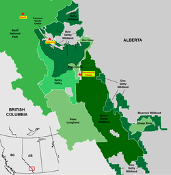 Map showing the location of Bow Valley Provincial Park