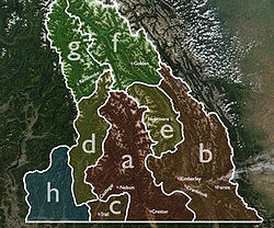 Various interpretations of the boundaries of the Kootenays