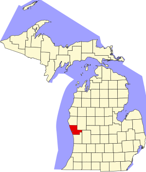Map of Michigan highlighting Muskegon County