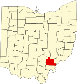 Map of Ohio highlighting Athens County