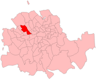 Marylebone East in the London County area, showing boundaries used for 1910