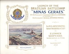 Invitation to the launch of Minas Geraes on 10 September 1908