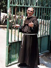 A monk of the Franciscan order. Plain brown wool symbolizes humility