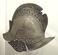 Bronze helmet of a 16th-century Spanish soldier.