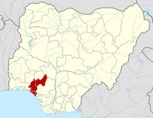 Ondo State is shown in red.