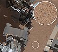 Curiosity finds a "bright object" in the sand at Rocknest (October 7, 2012)[74] (close-up).