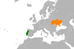 Map indicating locations of Portugal and Ukraine