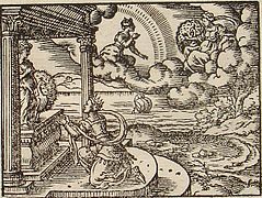 Alcyone praying Juno, engraving by Virgil Solis for Ovid's Metamorphoses Book XI, 573-582