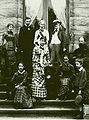 The Wagner Family and friends in front of Villa Wahnfried in 1881. Above, from left to right: Blandine von Bülow, Heinrich von Stein (Siegfried's teacher), Cosima & Richard Wagner, Paul von Joukowsky (family friend); below, from l to r: Isolde, Daniela von Bülow, Eva and Siegfried.