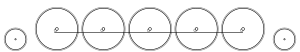 Diagram of one small leading wheel, five large driving wheels joined together with a coupling rod, and one small trailing wheel