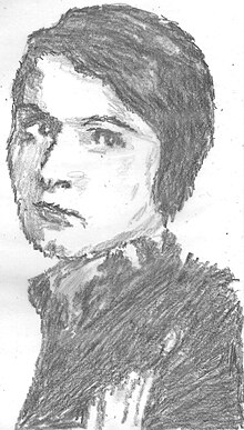Pencil sketch of Audrey Wurdemann