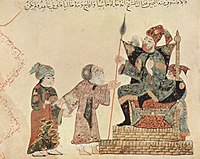 Maqama 10: Ayyubid Governor of Rahba, with Abū Zayd and his son.[52]