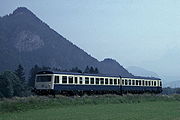 32. KW Die DB 628.0 auf der Außerfernbahn bei Schönbichl, Österreich (1987).