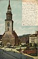 St.-Marienkirche am Neuen Markt mit dem Lutherdenkmal, Postkarte von 1906