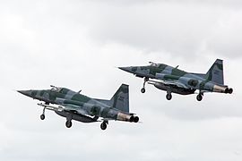 Two F-5M taking off in aerial alert