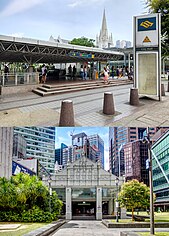 Exit B of City Hall station (top) and Exit A of Raffles Place station