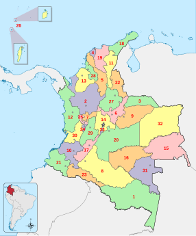 Map with numbered departments