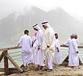 Gulf Arabs wearing traditional 'athwaab and culturally-specific headwear in Omen