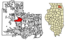Location of St. Charles in Kane and DuPage Counties, Illinois