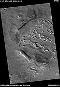 Eroded crater deposits showing layers, as seen by HiRISE under HiWish program