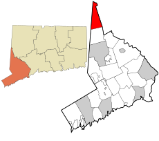 Sherman's location within Fairfield County and Connecticut