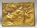 Gold belt buckle inscribed with Chinese characters found in Xigoupan M2 (4th-3rd century BCE)