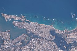Satellite image of Puerta de Tierra within San Juan Antiguo alongside Santurce