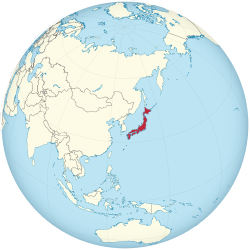 De facto map of Japan (red) under Allied occupation.