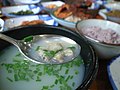 Jaecheopguk, a clear soup made with small freshwater clams called jaecheop (재첩, Corbicula fluminea)