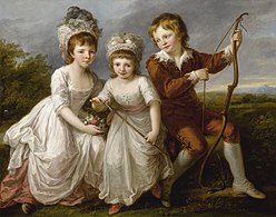 Lady Georgiana Spencer, Henrietta Spencer and George Viscount Althorp (c. 1766), oil on canvas, 113.6 x 144.8 cm., private collection
