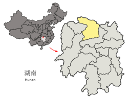 Location of Changde jurisdiction in Hunan