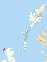 map showing the location of Barra in relation to the rest of the Outer Hebrides and the north coast of Scotland