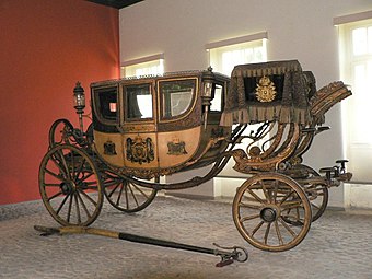 Coach commissioned in 1837 for Emperor Pedro II of Brazil, pictured before the 2012 restoration[13] (Imperial Museum of Brazil)
