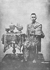 Queen Debsirindra, the second consort of King Mongkut with the early Rattanakosin style clothing, 1855
