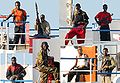 Image 12A collage of Somali pirates armed with AKM assault rifles, RPG-7 rocket-propelled grenade launchers and semi-automatic pistols in 2008 (from Piracy)