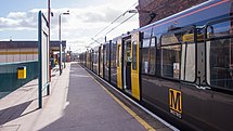A Class 599 Metrocar at the original Tyne and Wear Metro station, photographed in February 2015.